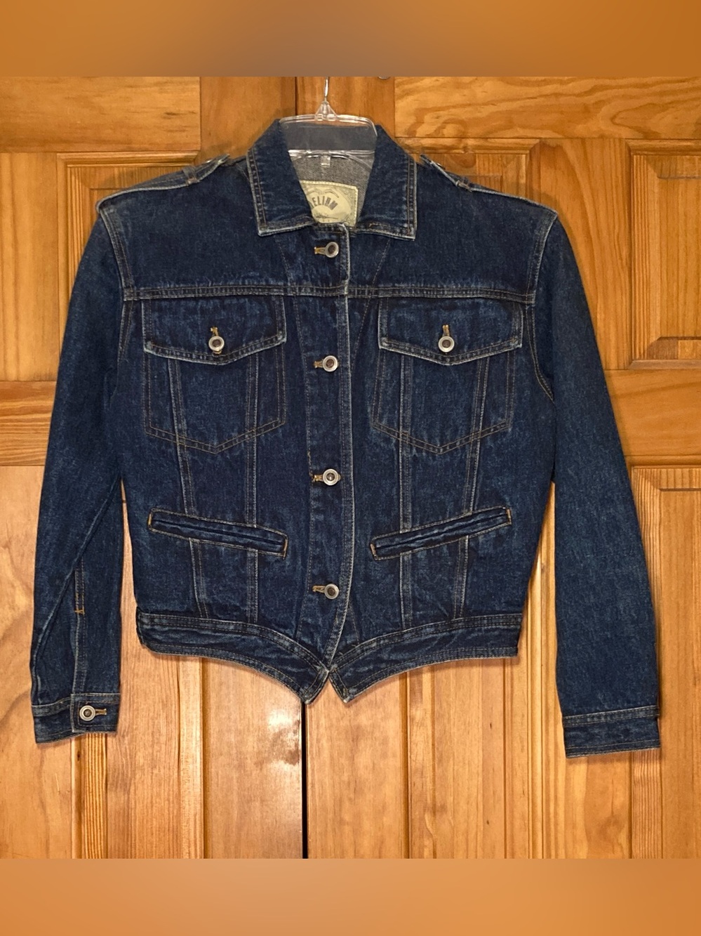 NWOT Helium Vintage 80s Cropped Denim Jean Jacket Blue Size S Small